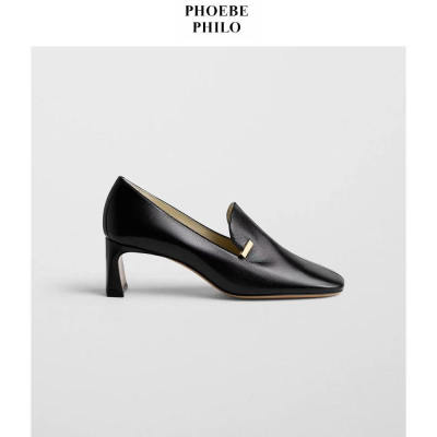 PHOEBE PHILO 轻熟风方头粗跟乐福些通勤气质单鞋