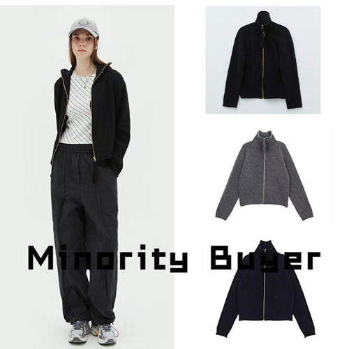 现货 买手店 Matin kim 学院风宽松高领字母拼色毛衣针织开衫外套