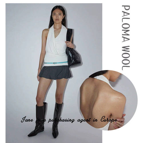 国现 西班牙 PALOMA WOOL 气质辣妹设计感无袖荡领挂脖背心