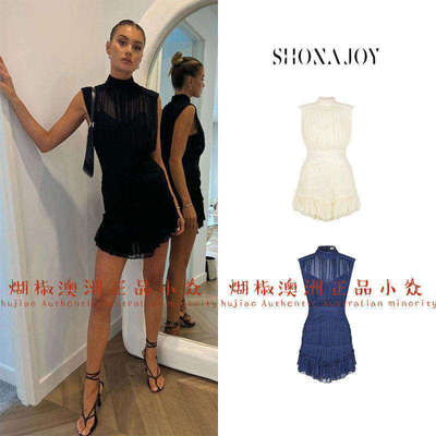 煳椒 澳洲 SHONA JOY无袖褶饰迷你连衣裙高领性感显瘦短裙