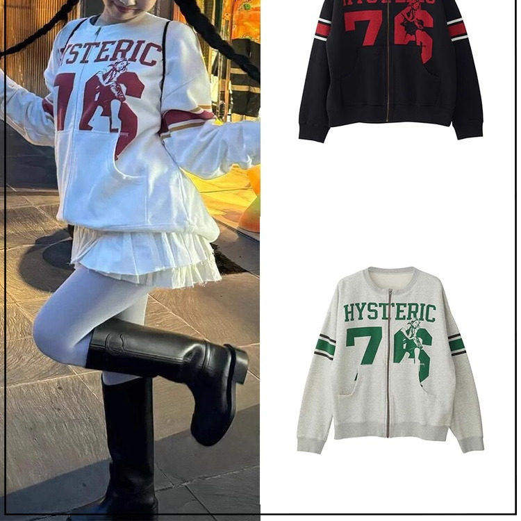 买手店正品现货hysteric glamour25金智妮同款拉链卫衣球衣外套