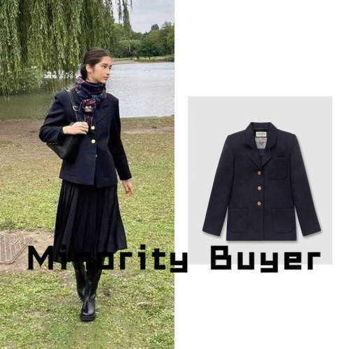 现货 买手店 URBANIC30 休闲优雅翻领金扣羊毛长袖西装外套西服