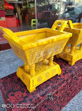 金丝楠木诚信鼎本款鼎身雕花设计繁而不杂正面浮雕锦盒装