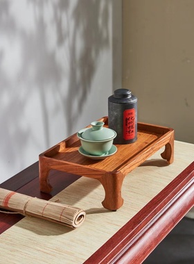 缅甸花梨木茶盘实木茶盘红木质水果盘家用功夫茶具长方形托盘
