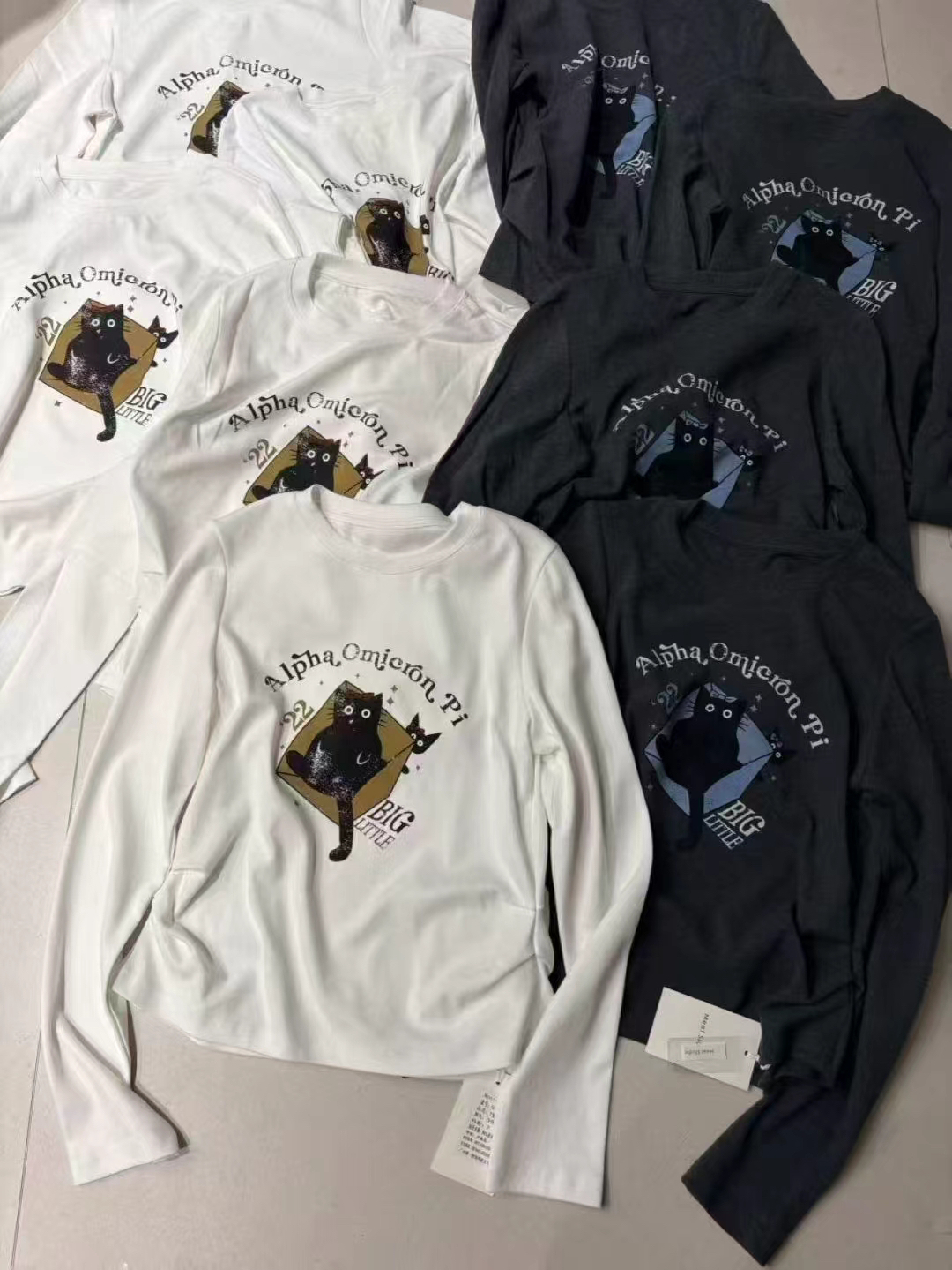 韩伊hanyi正品25秋季卡通猫咪印花洋气长袖T恤百搭洋气上衣