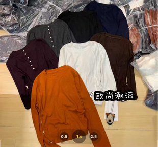 竹节羊绒棉简约百搭韩系后排扣设计圆领上衣打底衫 秋装 25推荐 韩版