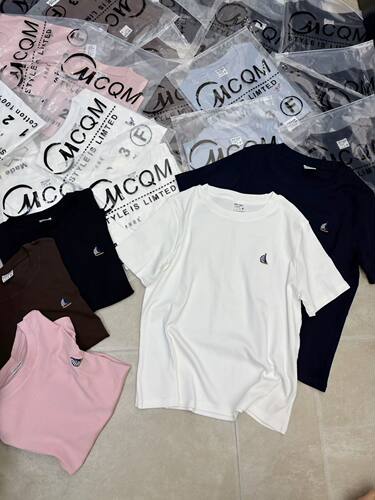 MCQM 26夏季 正肩休闲风纯棉短袖T恤女小帆船刺绣宽松圆领上衣
