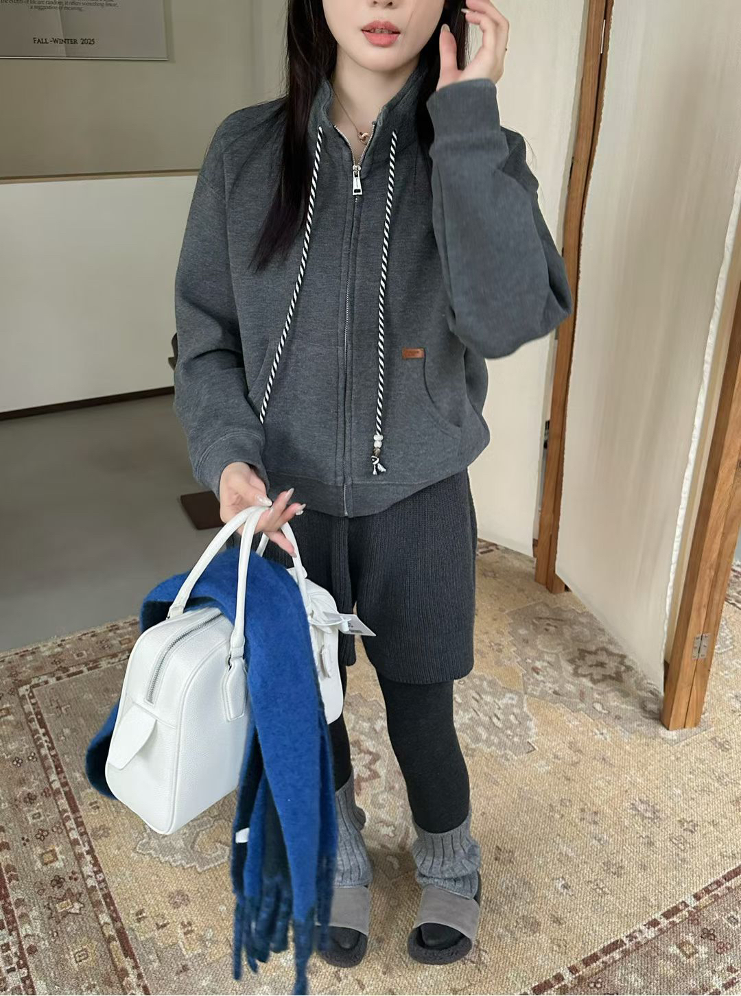 韩伊hanyi正品25冬立领加厚洋气保暖外套上衣女百搭卫衣外套