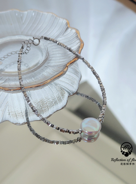 通体纯银淡水珍珠手链碎银手链白金s925银叠戴高颜值送闺蜜礼物