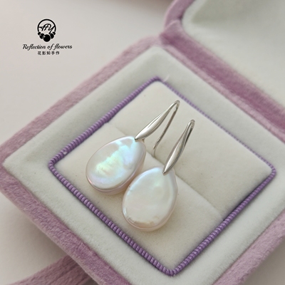 秒年底放漏孤品稀有尺寸13x18mm天然珍珠纯银耳勾巴洛克水滴耳坠