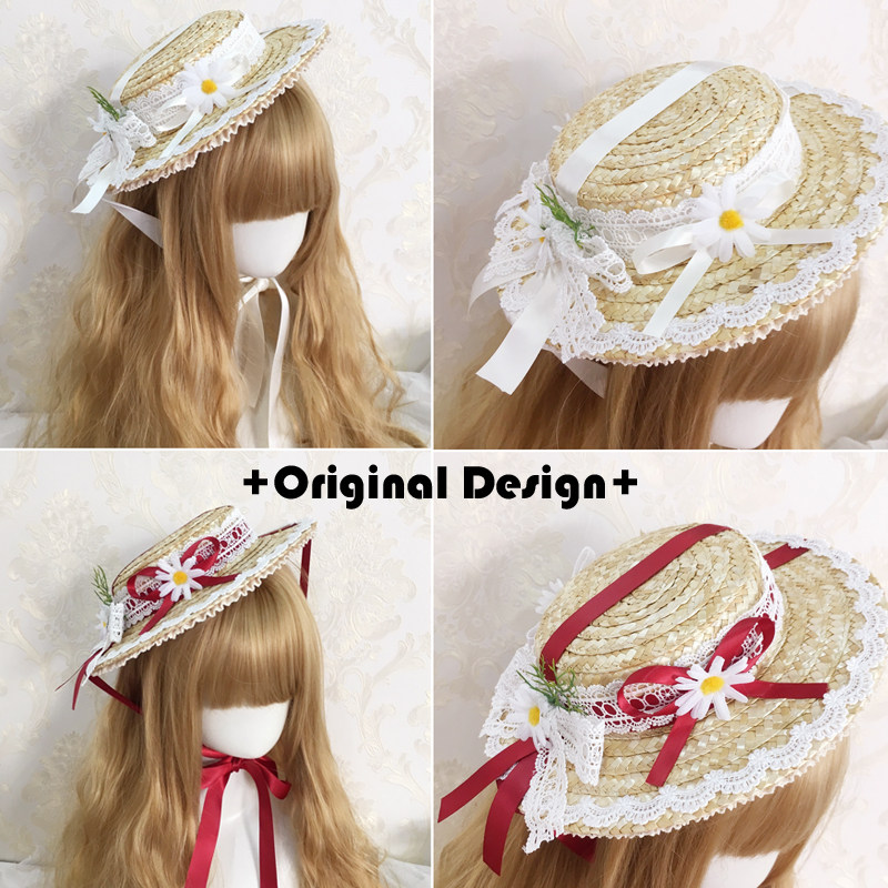 原创多色lolita花优雅扁帽礼帽花嫁茶会华丽帽子汉洋折衷追忆似水