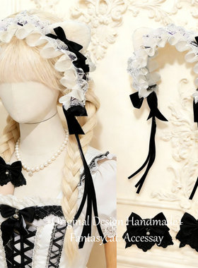 蔷薇猫lolita猫耳蕾丝发带手袖古典洛丽塔蝴蝶结kc头箍手环百搭