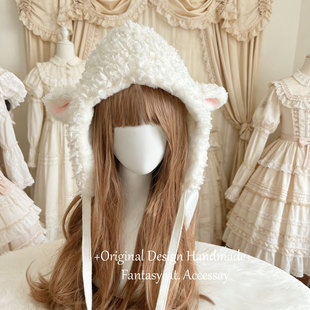 日系冬季小羊毛绒鞋袜套咩咩毛绒绒护耳白色可爱护耳腿配饰