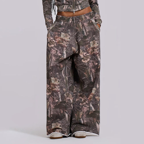 jennie同款辣妹阔腿卫裤长裤