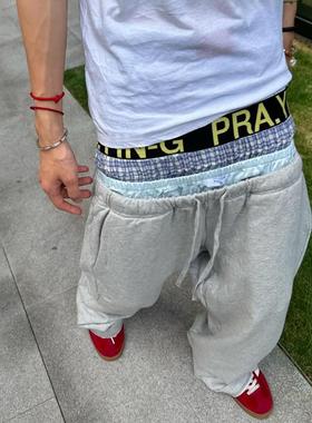 欧美潮炸街25春夏 新款高腰个性logo四层男女酷辣卫裤休闲长裤