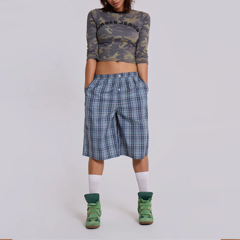 欧美春夏迷彩七分袖T恤