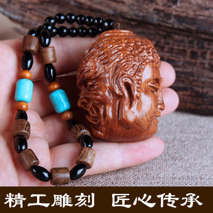 天然木料老挝黄花梨木雕善恶佛魔一念之间男女随身个性文玩手把件