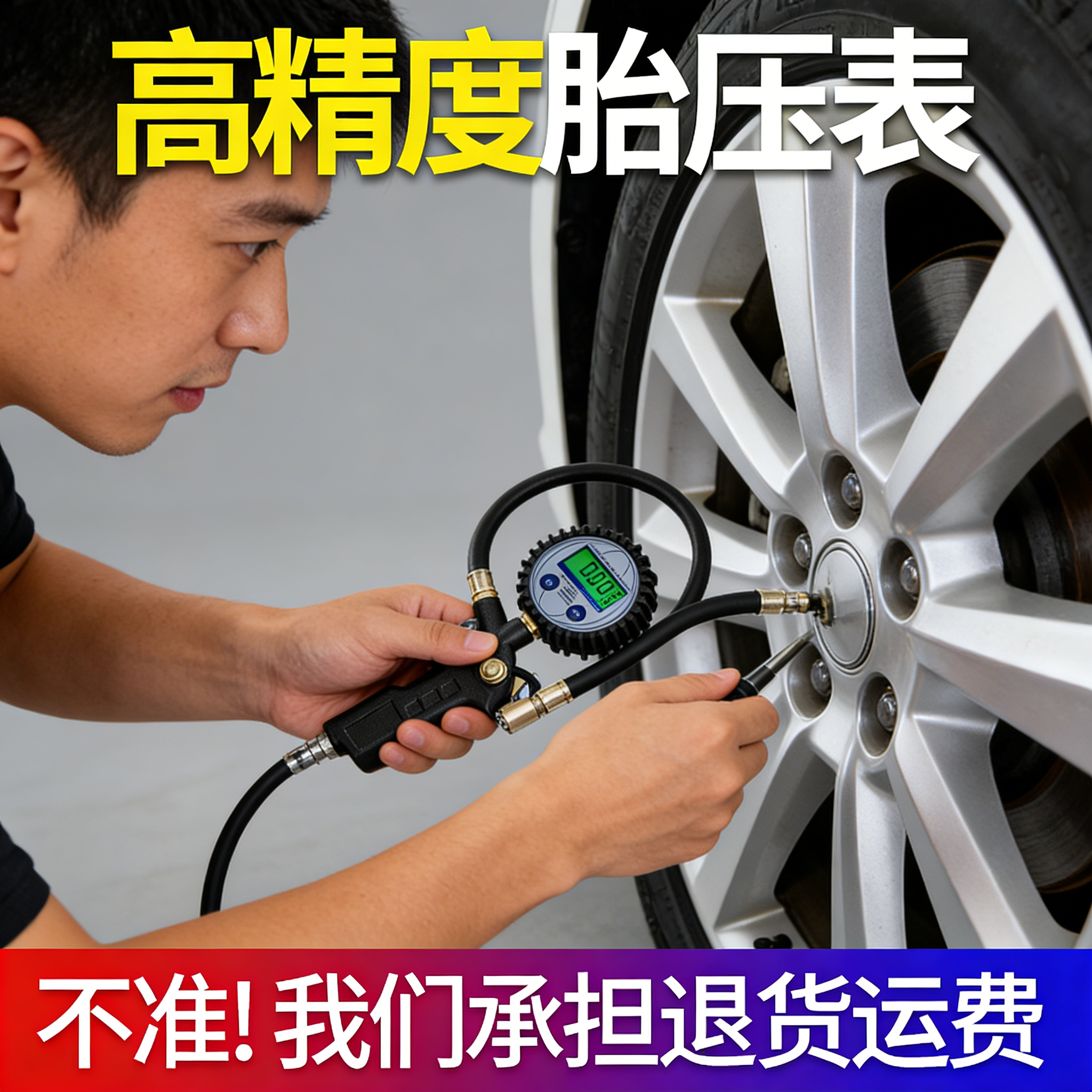 高精度数显充气胎压表带打气枪