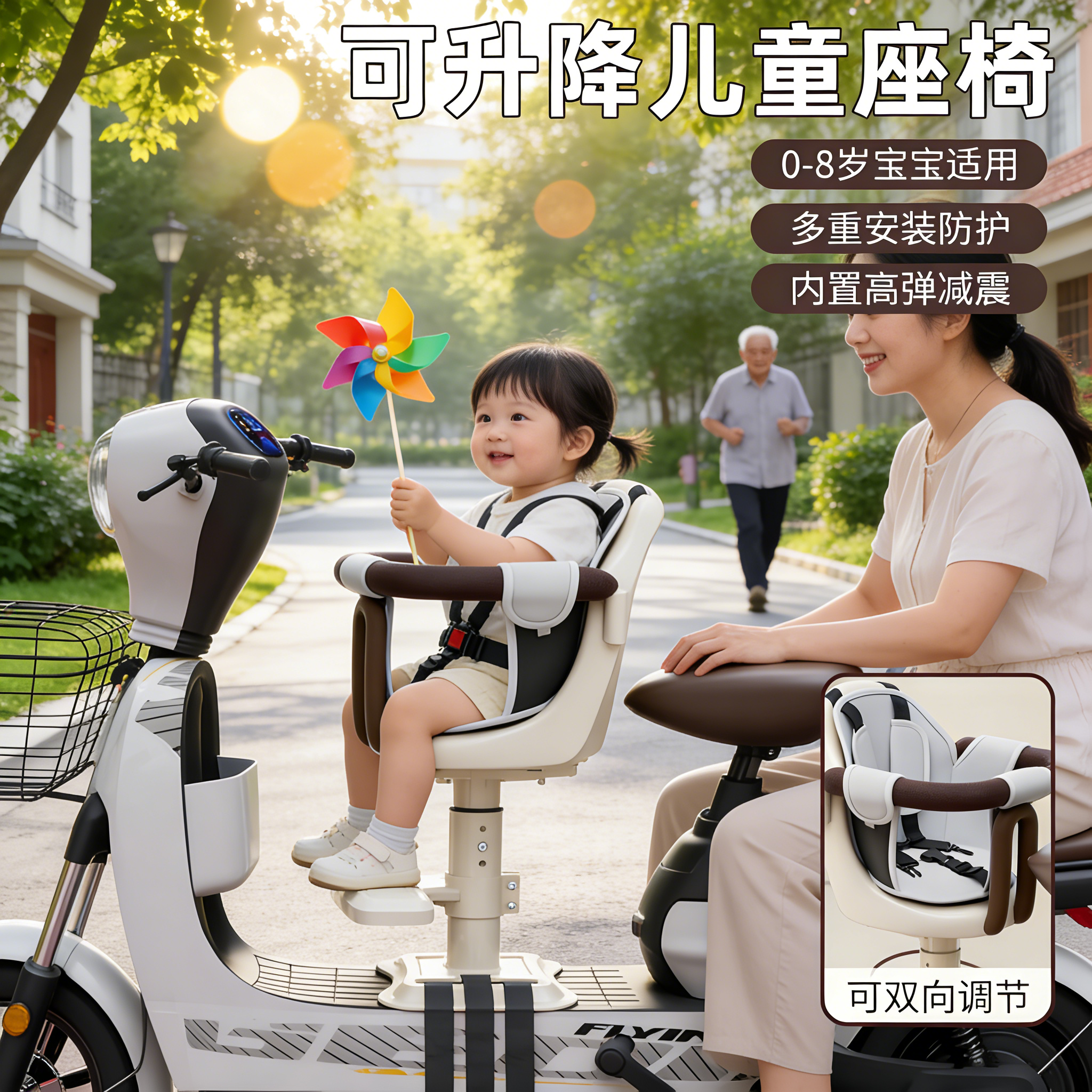 电动车儿童座椅前置电瓶车