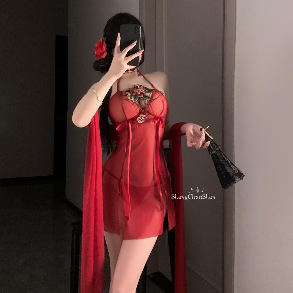 爱妃,该侍寝了~~古风汉服刺绣肚兜性感睡裙御姐镂空制服新婚夜