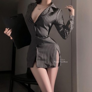 让你品尝姐姐的味道~秘书性感睡裙新款制服羞耻套装小胸睡衣服女