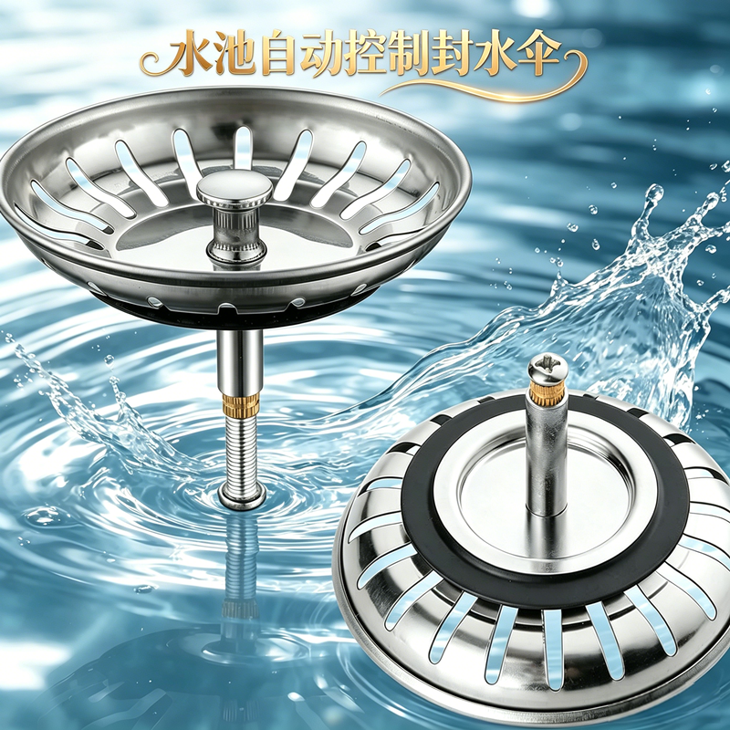 厨房水槽配件下水器自动封水伞 堵盖塞子 洗菜盆盖子大量供应