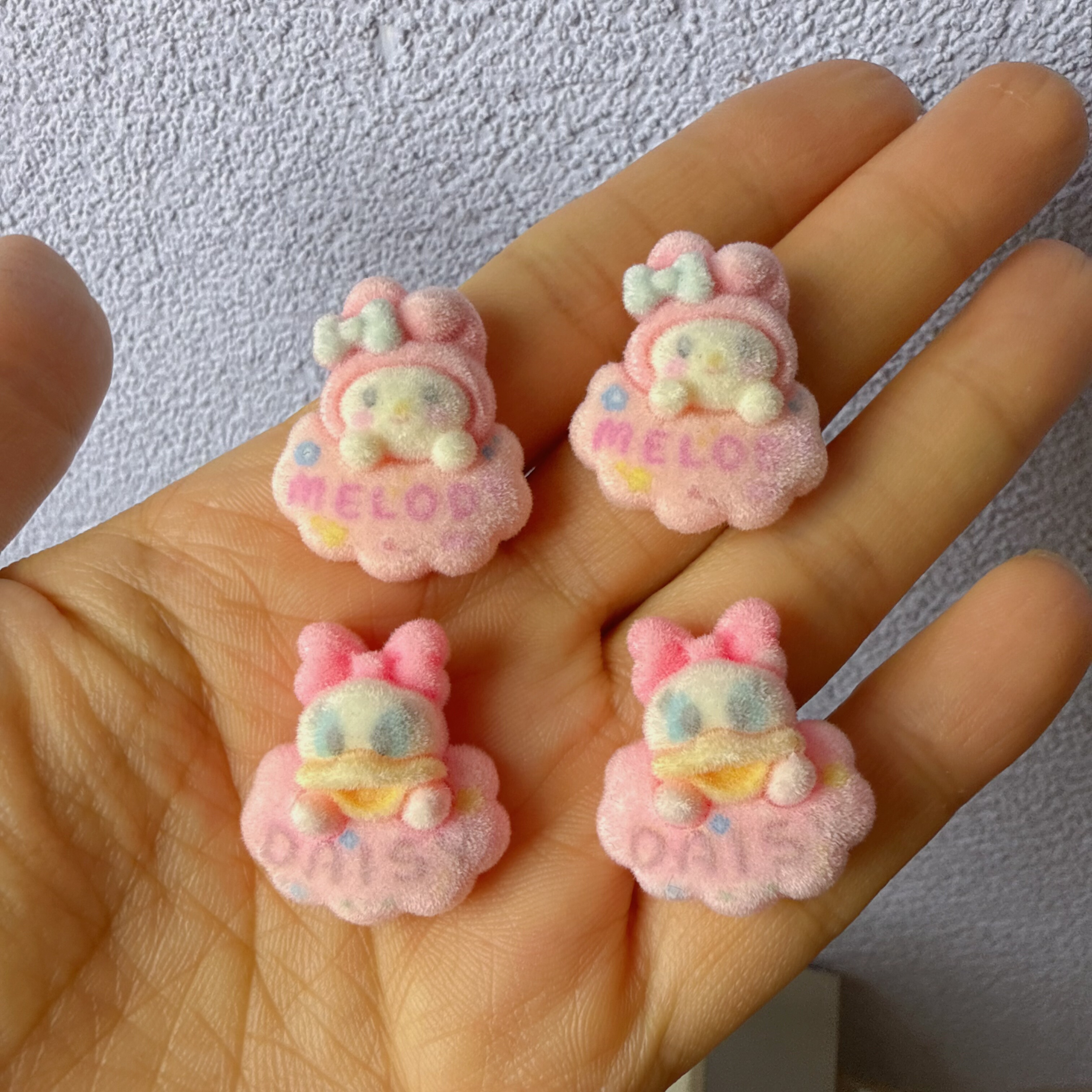 手作饰品可爱卡通美乐蒂毛绒耳夹无耳洞款