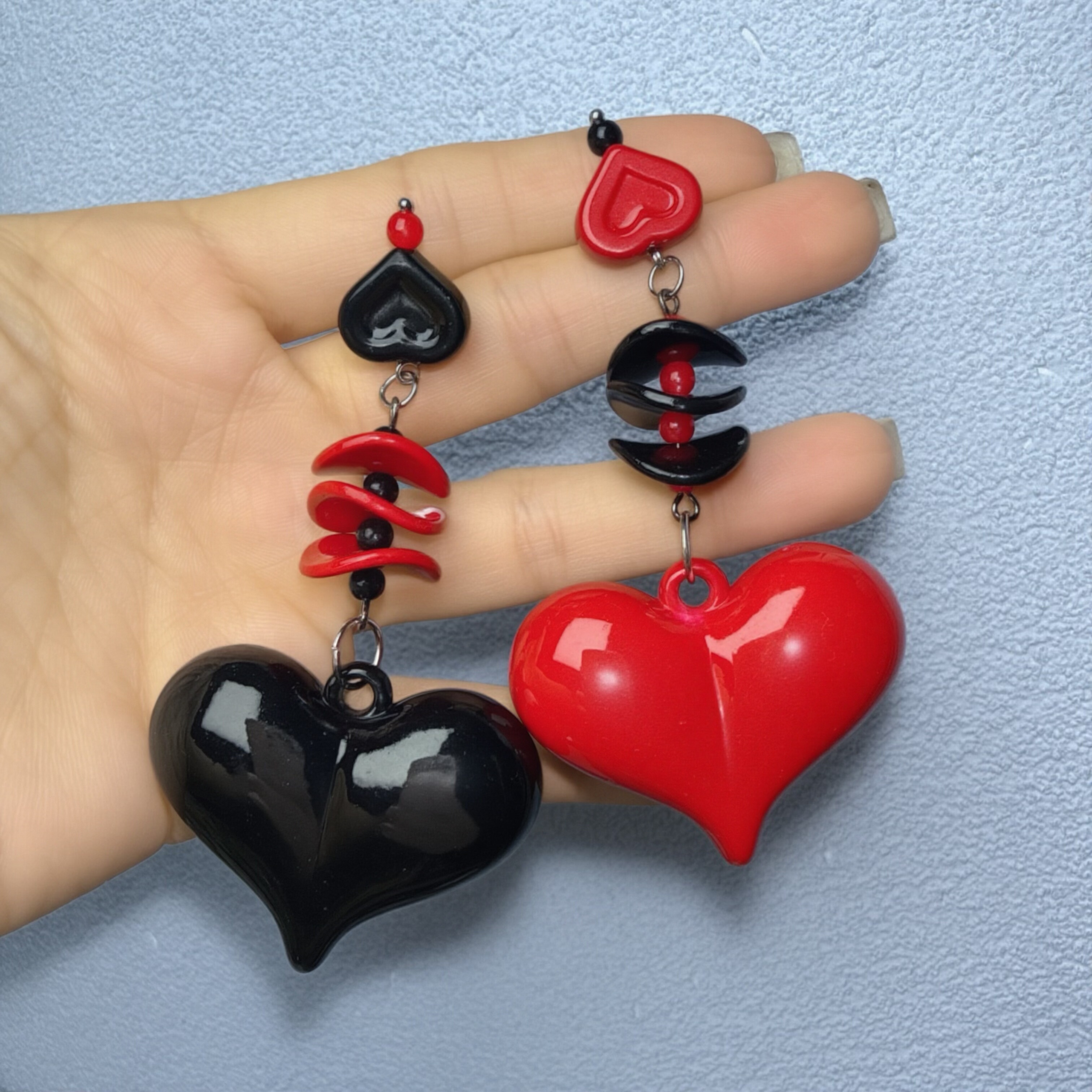 UNBOX原创手作夸张爱心耳环度假风耳坠海边耳夹无耳洞款