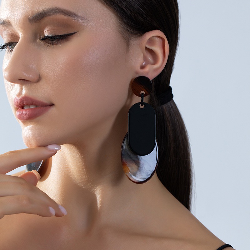 UNBOX手作夸张几何耳环度假风耳坠海边耳夹无耳洞款