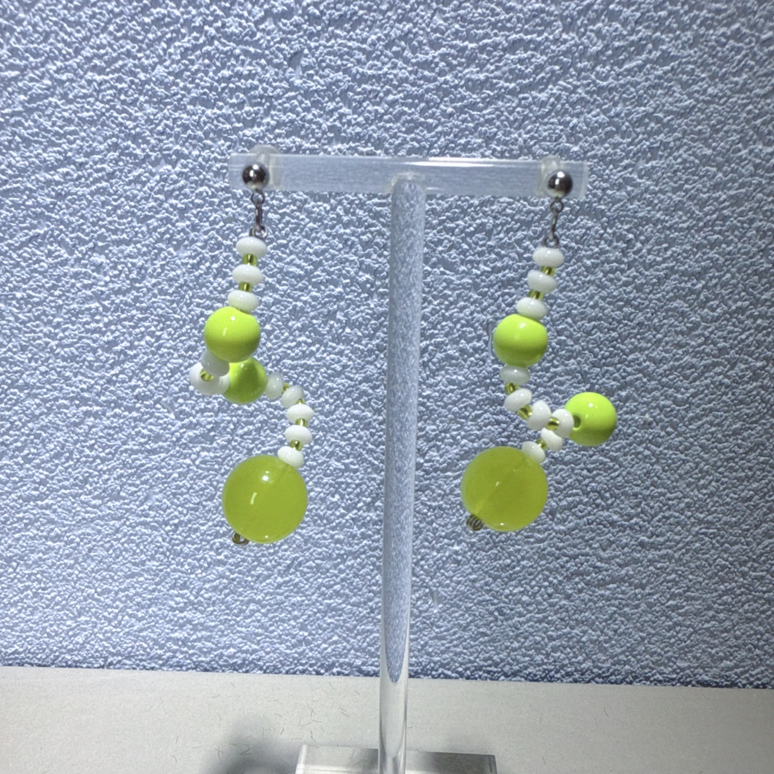 UNBOX原创手作夸张绿色几何耳环度假风耳坠海边耳夹无耳洞款