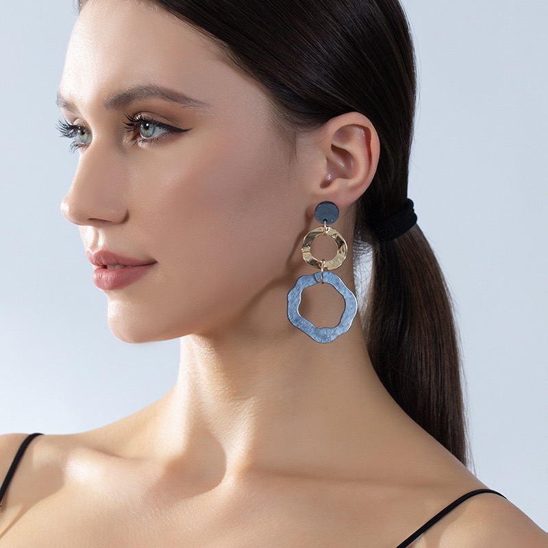 UNBOX手作夸张几何耳环度假风耳坠简约百搭日常款无耳洞款