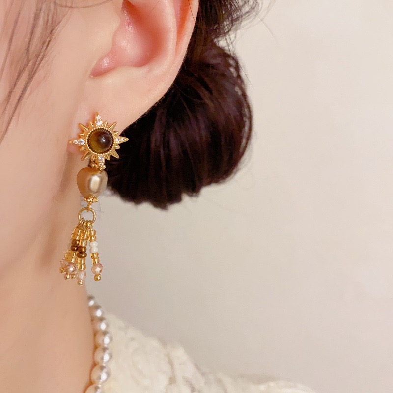 UNBOX手作夸张彩色几何耳环度假风耳坠海边耳夹无耳洞款