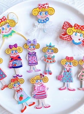 新款日本curly卡通可爱儿童卷发女孩网红发夹绳发饰胸夹包包挂饰