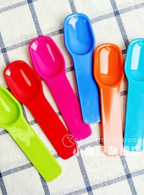 新品可爱卡通糖果色冰激淋勺咖啡勺果汁勺 儿童密胺 甜品勺长柄勺