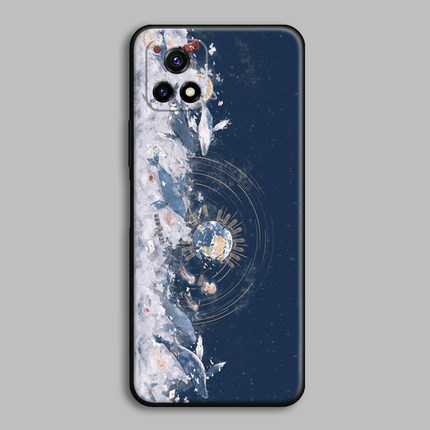 适用vivoY52s/y50/y73s/s7e/s6/z5/x9复古油画海豚创意新款手机壳