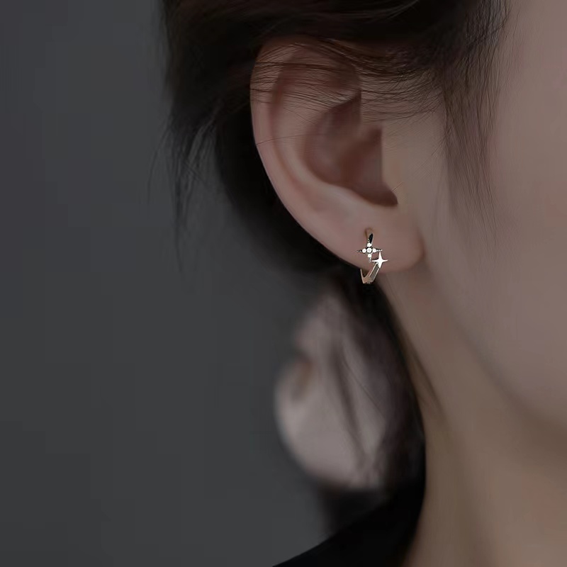 四芒星耳环女ins冷淡风耳圈