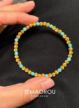 新中式蹦迪珠仿绿松石手链千金感