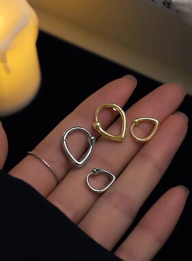 925纯银V形水滴耳环女2023年新款爆款睡觉免摘耳骨钉耳骨环耳圈