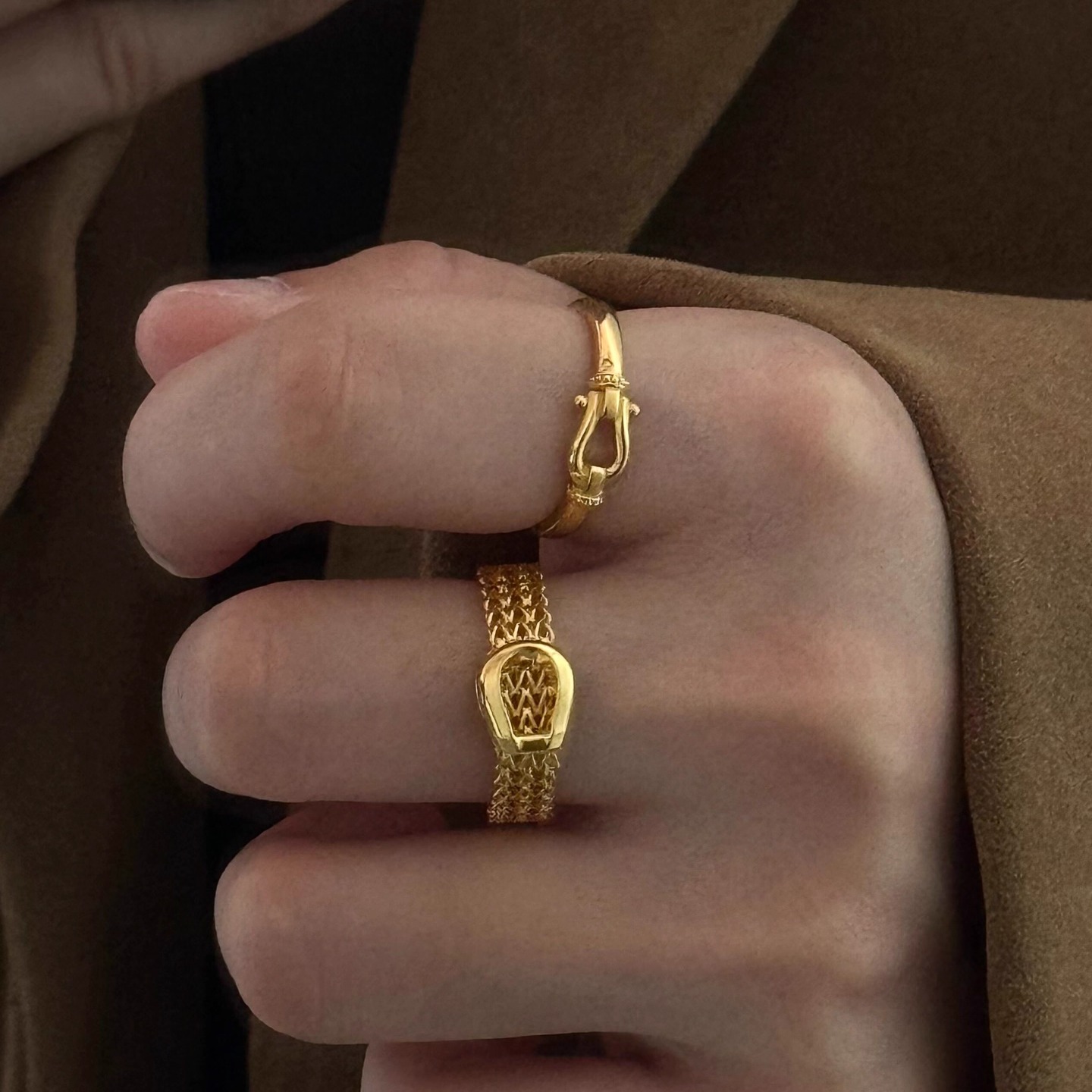 中古风马蹄扣表带戒指小众设计