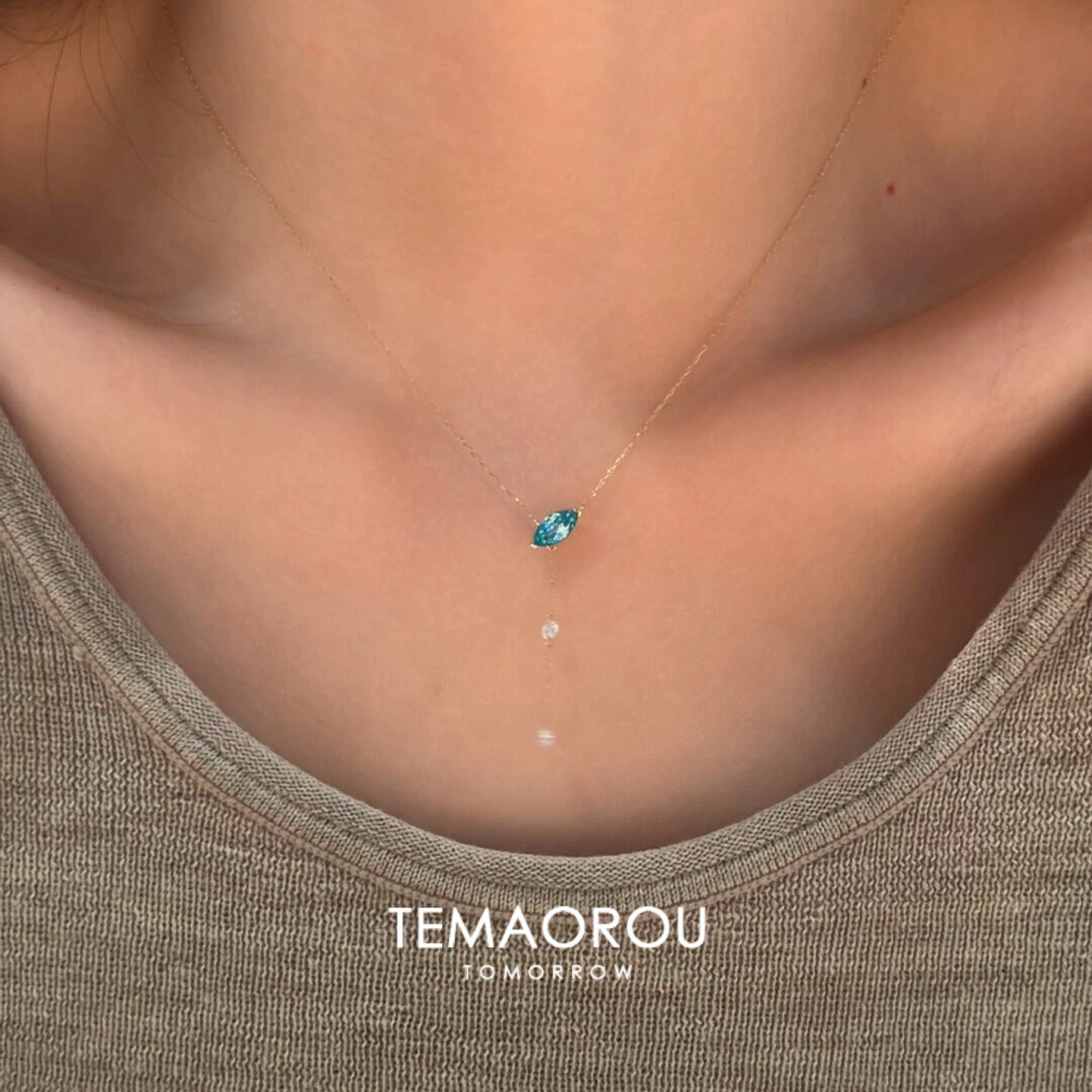 马眼蓝钻悬浮Y字项链女2025新款