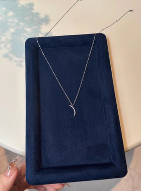 s925纯银月牙项链轻奢小众高级感