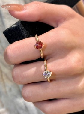 手捧花锆石戒指女轻奢小众设计