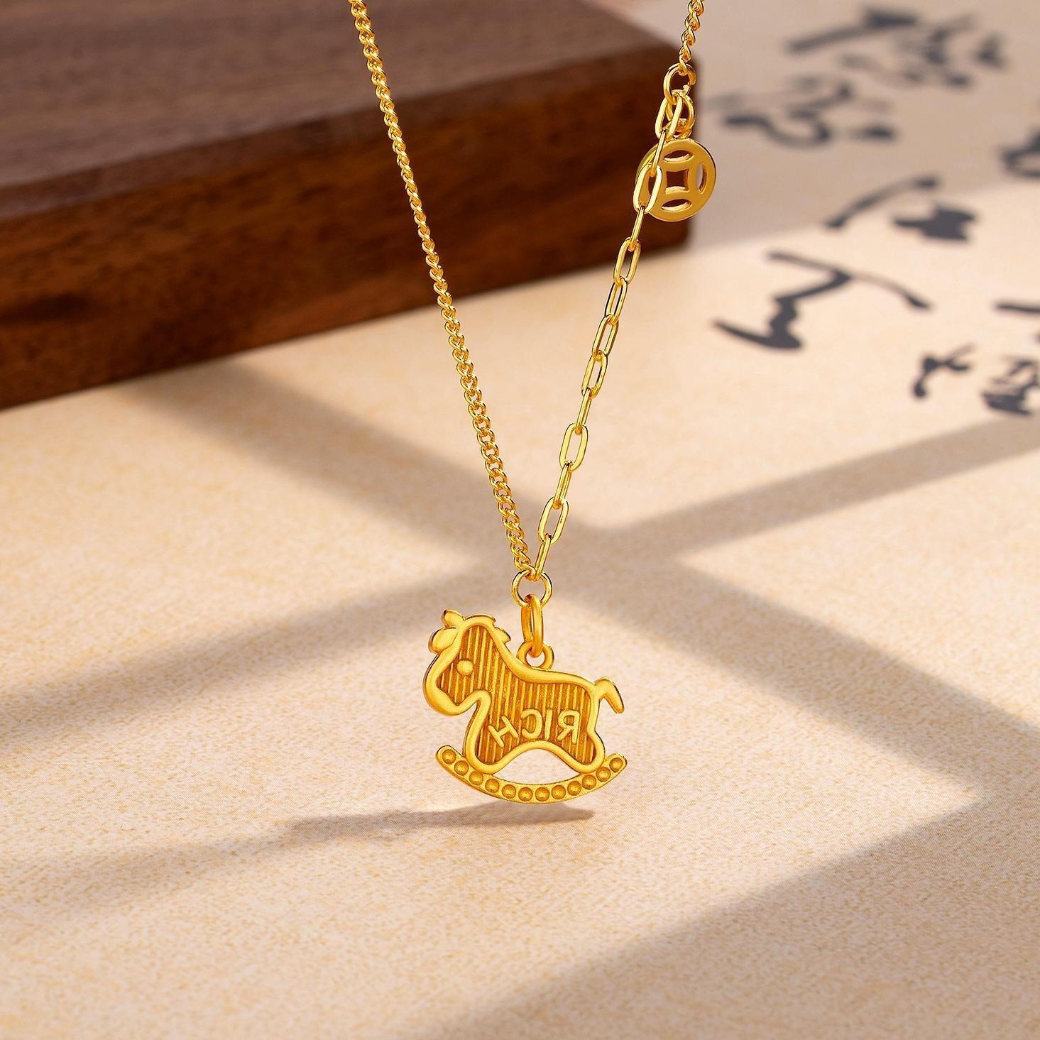 本命年小马驹项链女轻奢小众高级感时尚精致马年锁骨链2026新款,饰品/流行首饰/时尚饰品新,项链,淘宝优惠券,粉丝福利购,淘宝优惠卷