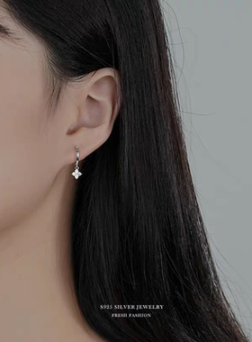s925纯银四叶草耳环女轻奢小众