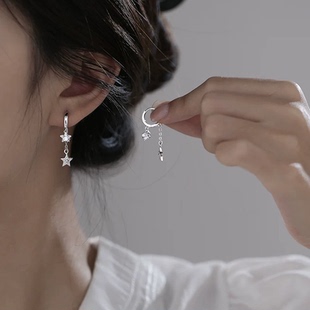 s925纯银流苏星星耳环女轻奢高级感小众精致时尚 耳饰 耳圈气质时尚