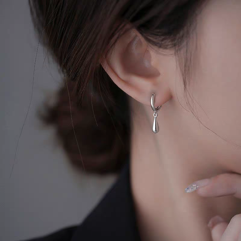 s925纯银水滴耳扣女轻奢小众设计