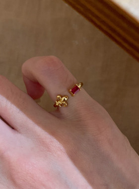 中古风鸢尾花戒指小众设计轻奢