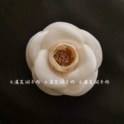 真丝烫花山茶花胸针真丝缎发夹玫瑰胸花布花仿真花绢花diy手作