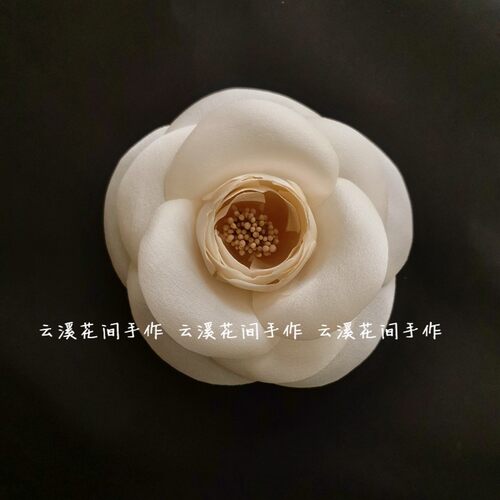 手工定制真丝缎山茶花胸针发夹