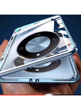 华为mate60手机壳防摔新款mate60pro全包防窥玻璃双面60e镜头透明磁吸外壳高级感硬壳5g版男士女款潮新品适用